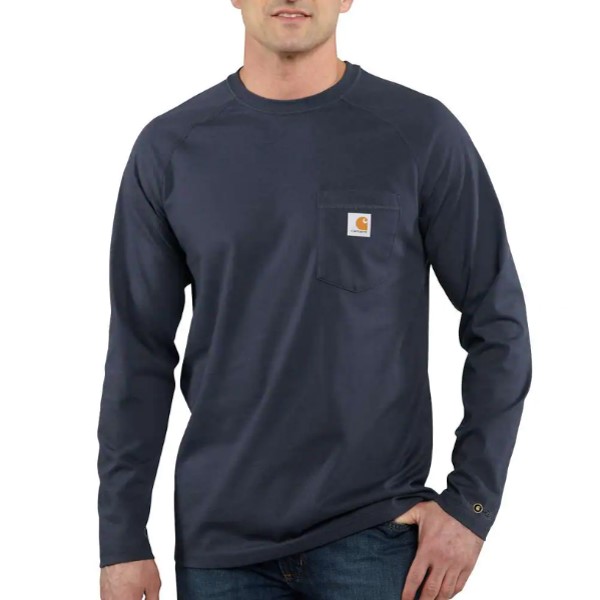 Carhartt: Force Relaxed Fit Midweight Long-Sleeve Pocket T-Shirt (Navy)