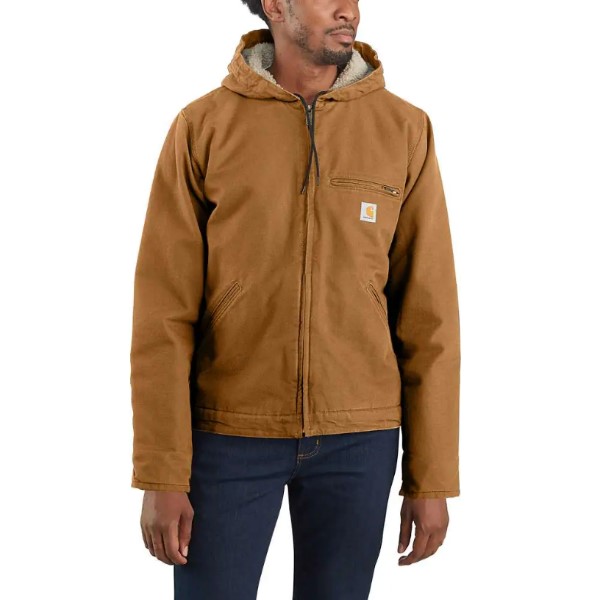 Carhartt: Relaxed Fit Washed Duck Sherpa-Lined Jacket (Carhartt Brown)