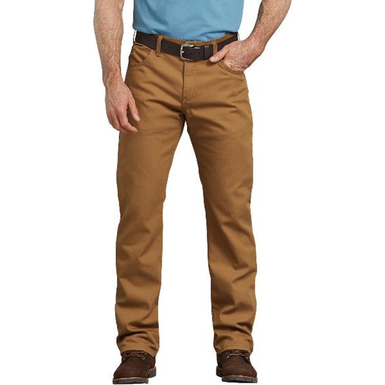 Dickies: FLEX Regular Fit Straight Leg Tough Max™ Duck 5-Pocket Pants (Stonewashed Brown Duck)