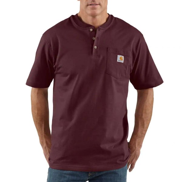 Carhartt: Loose Fit Heavyweight Short-Sleeve Pocket Henley T-Shirt (Port)