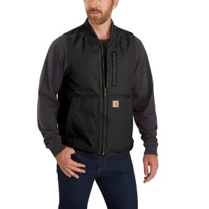 Carhartt: Loose Fit Washed Duck Insulated Rib Collar Vest (Black)