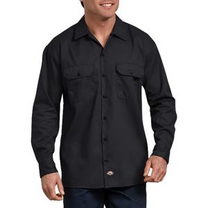 Dickies: FLEX Relaxed Fit Long Sleeve Twill Work Shirt (Black)