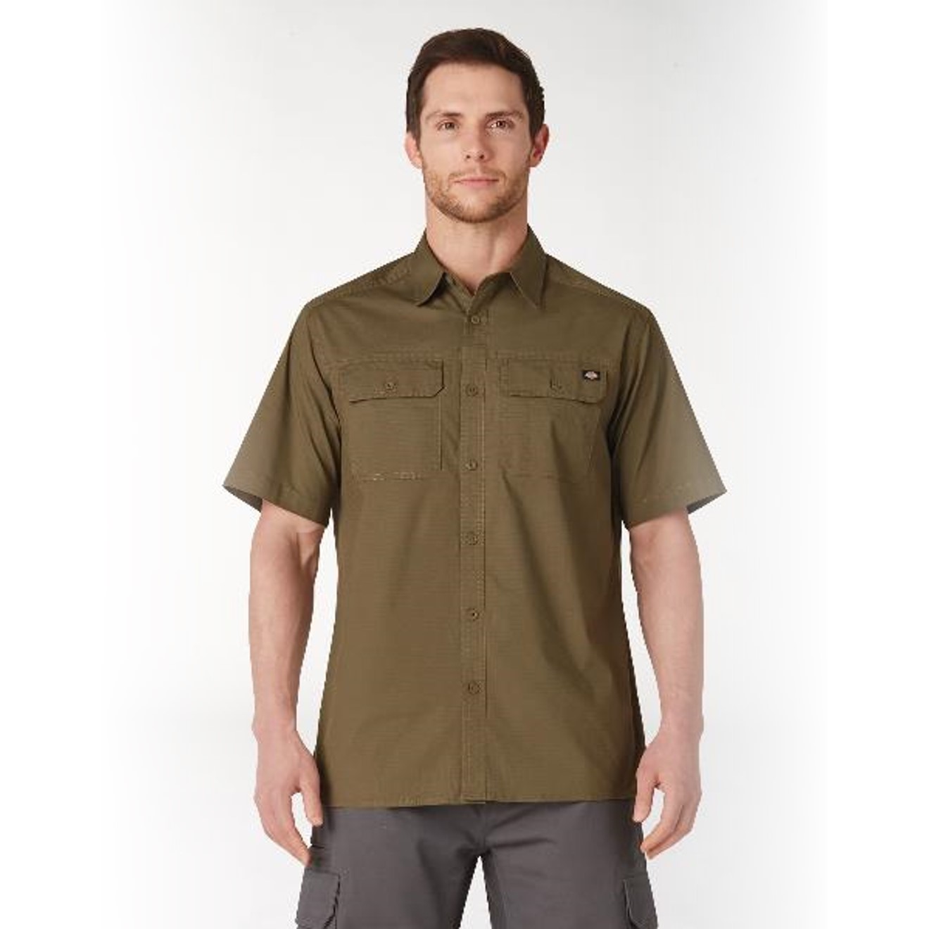 Dickies: FLEX Short Sleeve Ripstop Shirt (Rinsed Military Green)