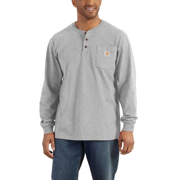 Carhartt: Loose Fit Heavyweight Long-Sleeve Pocket Henley T-Shirt (Heather Gray)