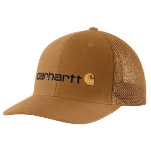 Carhartt: Rugged Flex® Fitted Canvas Mesh-Back Logo Graphic Cap (Carhartt Brown)