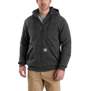 Carhartt: Rain Defender® Relaxed Fit Midweight Quilt-Lined Full-Zip Sweatshirt (Carbon Heather)