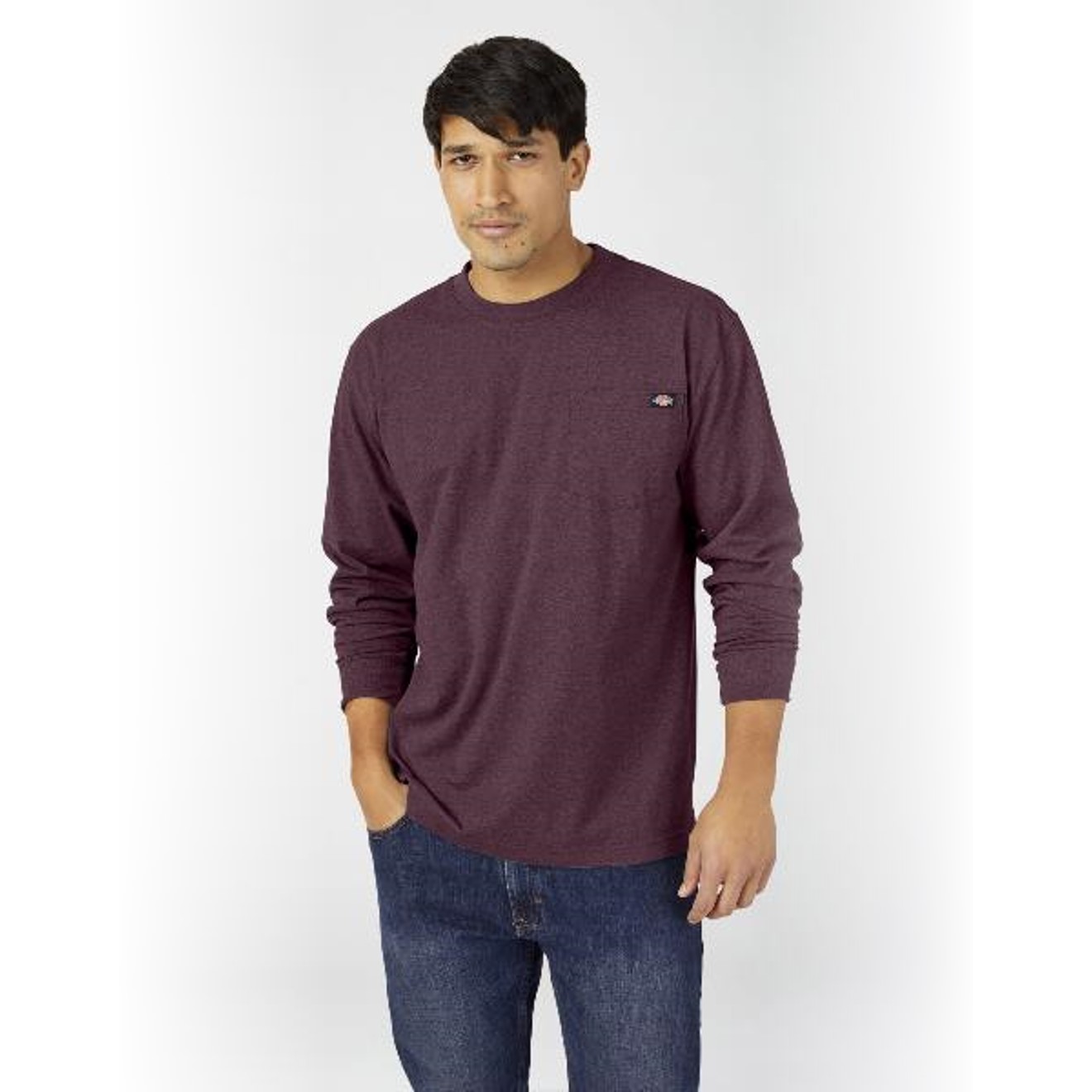 Dickies: Long Sleeve Heathered Heavyweight Pocket T-Shirt (Burgundy)