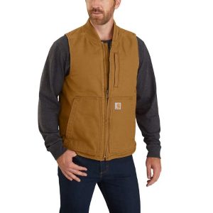 Carhartt: Loose Fit Washed Duck Insulated Rib Collar Vest (Carhartt Brown)
