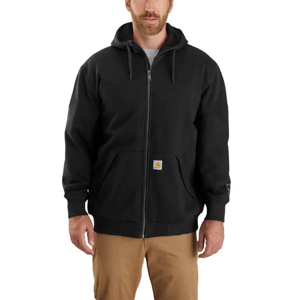 Carhartt: Rain Defender Loose Fit Midweight Thermal-Lined Full-Zip Sweatshirt (Black)