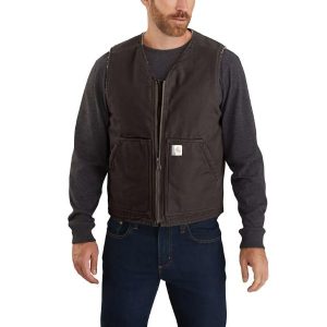 Carhartt: Relaxed Fit Washed Duck Sherpa-Lined Vest (Dark Brown)