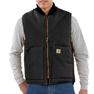 Carhartt: Relaxed Fit Firm Duck Insulated Rib Collar Vest (Black)