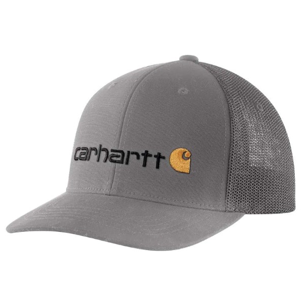 Carhartt: Rugged Flex® Fitted Canvas Mesh-Back Logo Graphic Cap (Asphalt)