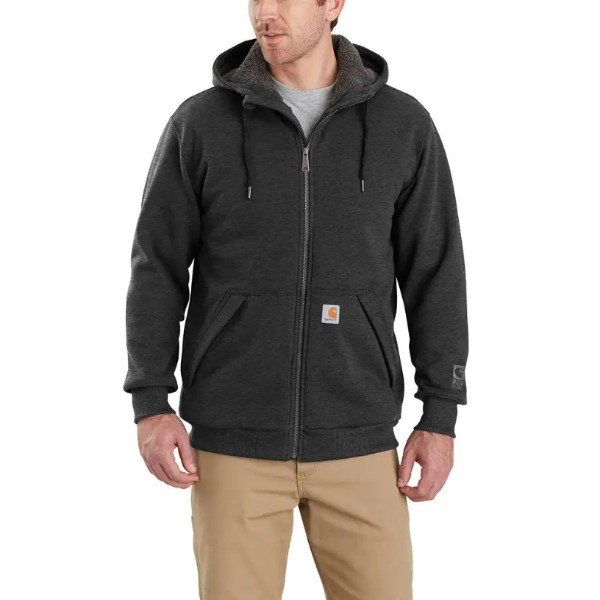 Carhartt: Rain Defender® Relaxed Fit Midweight Sherpa-Lined Full-Zip Sweatshirt (Carbon Heather)