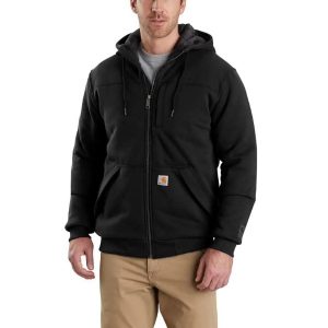 Carhartt: Rain Defender® Relaxed Fit Midweight Quilt-Lined Full-Zip Sweatshirt (Black)