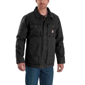 Carhartt: Full Swing® Relaxed Fit Washed Duck Insulated Traditional Coat (Black)