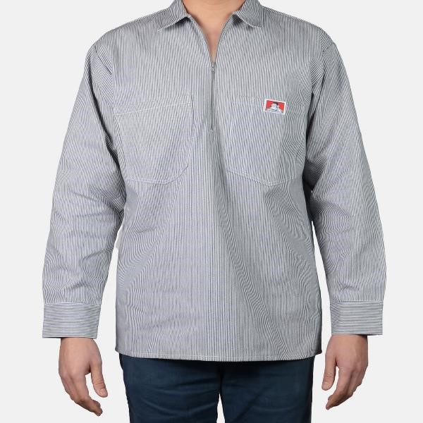 Ben Davis: Long Sleeve Striped 1/2 Zip (Hickory Stripe)