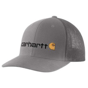 Carhartt: Rugged Flex® Fitted Canvas Mesh-Back Logo Graphic Cap (Asphalt)