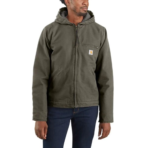 Carhartt: Relaxed Fit Washed Duck Sherpa-Lined Jacket (Moss)
