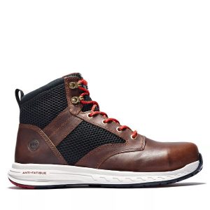 Timberland PRO: Men's Drivetrain Composite Toe Mid Boots (Brown Leather/Black Mesh)