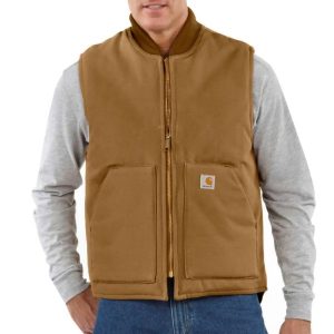 Carhartt: Relaxed Fit Firm Duck Insulated Rib Collar Vest (Carhartt Brown)