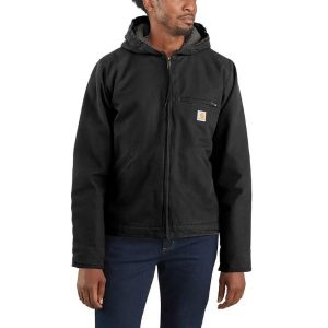 Carhartt: Relaxed Fit Washed Duck Sherpa-Lined Jacket (Black)
