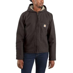 Carhartt: Relaxed Fit Washed Duck Sherpa-Lined Jacket (Dark Brown)