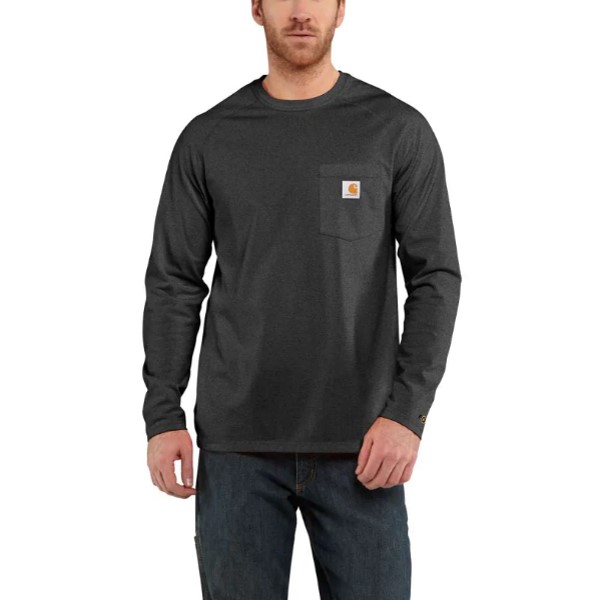 Carhartt: Force Relaxed Fit Midweight Long-Sleeve Pocket T-Shirt (Carbon Heather)