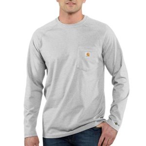 Carhartt: Force Relaxed Fit Midweight Long-Sleeve Pocket T-Shirt (Heather Gray)