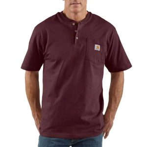Carhartt: Loose Fit Heavyweight Short-Sleeve Pocket Henley T-Shirt (Port)