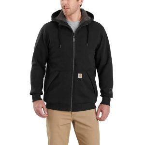 Carhartt: Rain Defender® Relaxed Fit Midweight Sherpa-Lined Full-Zip Sweatshirt (Black)